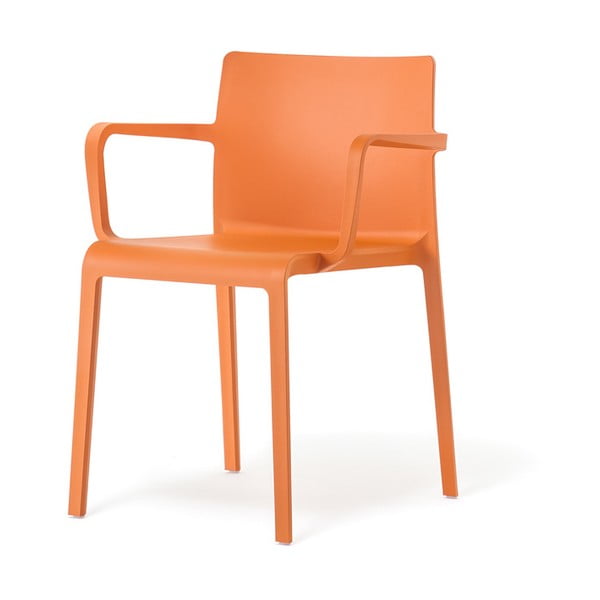 Pomarańczowe krzesło z podłokietnikami Pedrali Volt