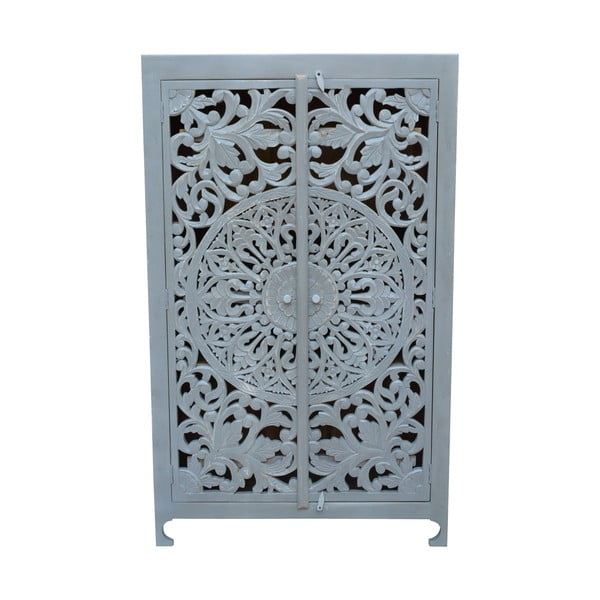 Jasnoszara szafka z litego drewna mango 165x40 cm Kalita – Støraa