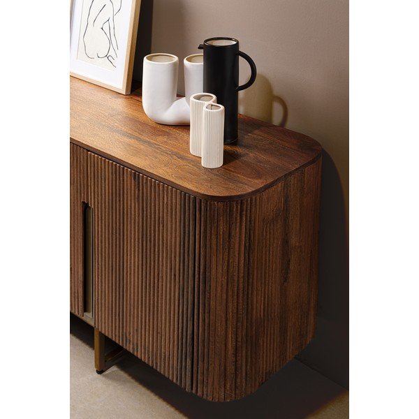 Komoda z litego drewna mango w kolorze złota/w naturalnym kolorze 160x75x40 cm Vilas – Bizzotto-image-3