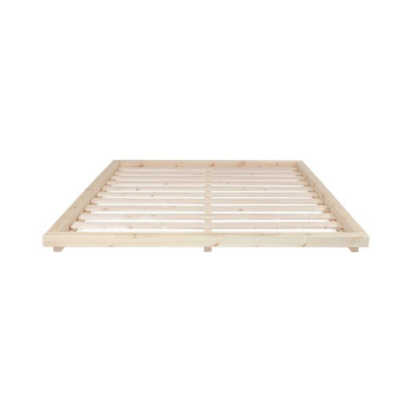 Łóżko dwuosobowe z drewna sosnowego z materacem i tatami Karup Design Dock Double Latex Natural/Natural, 140x200 cm-image-1