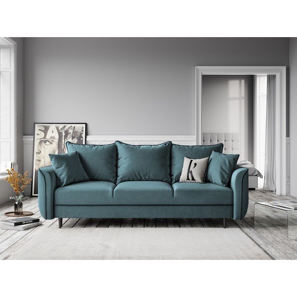 Morska aksamitna sofa rozkładana Kooko Home Basso-image-4
