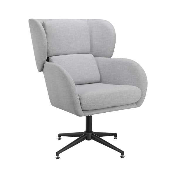 Jasnoszary aksamitny fotel typu uszak Vanessa – Støraa