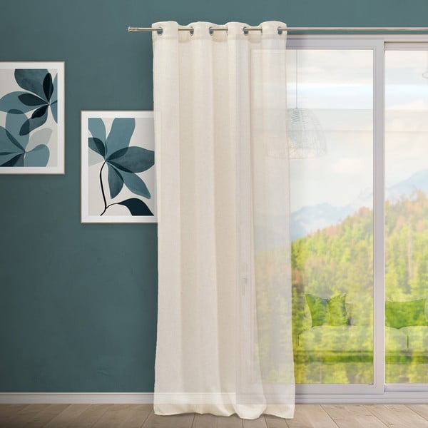 Beżowa firanka z mieszanki lnu 140x260 cm Fifties – Casa Selección-image-1