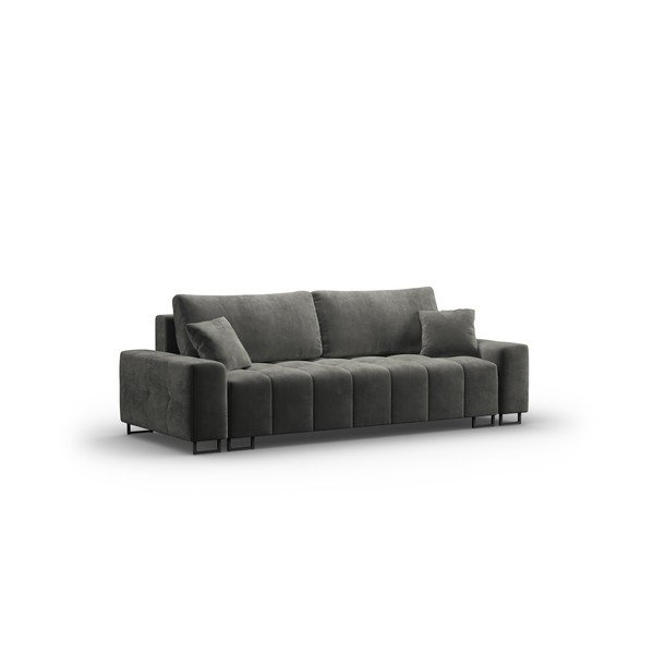 Szara aksamitna rozkładana sofa ze schowkiem 250 cm Wicklow – Cosmopolitan Design-image-2