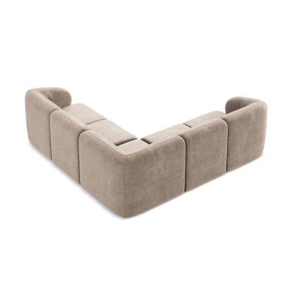 Jasnobrązowy narożnik z tkaniny szenilowej Lani – Makamii-image-3