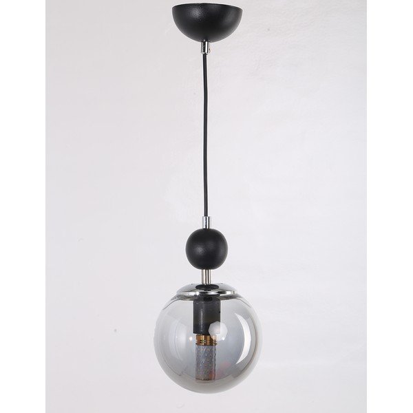 Czarno-szara lampa wisząca ze szklanym kloszem ø 15 cm Marble – Squid Lighting