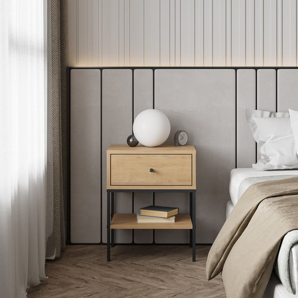 Szafka nocna w dekorze dębu z półką Lisa – Marckeric-image-1