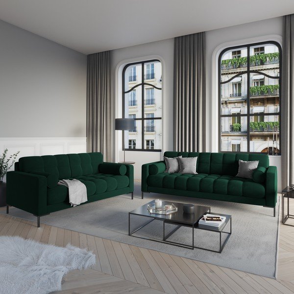 Ciemnozielona aksamitna sofa Cosmopolitan Design Bali-image-1