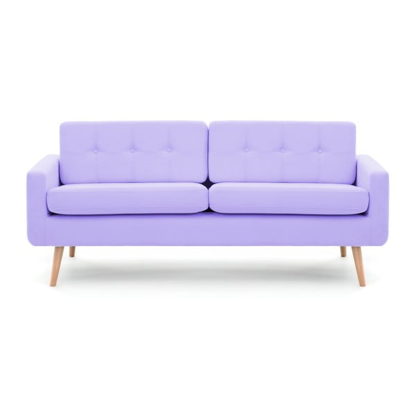 Pastelowo-fioletowa sofa 3-osobowa Vivonita Ina