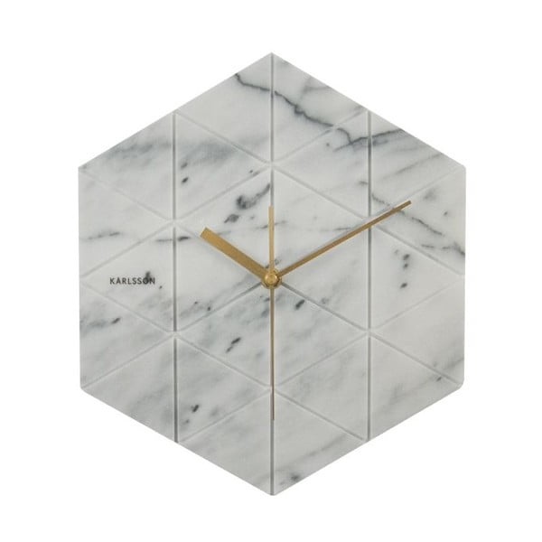 Biały zegar Karlsson Marble Hexagon