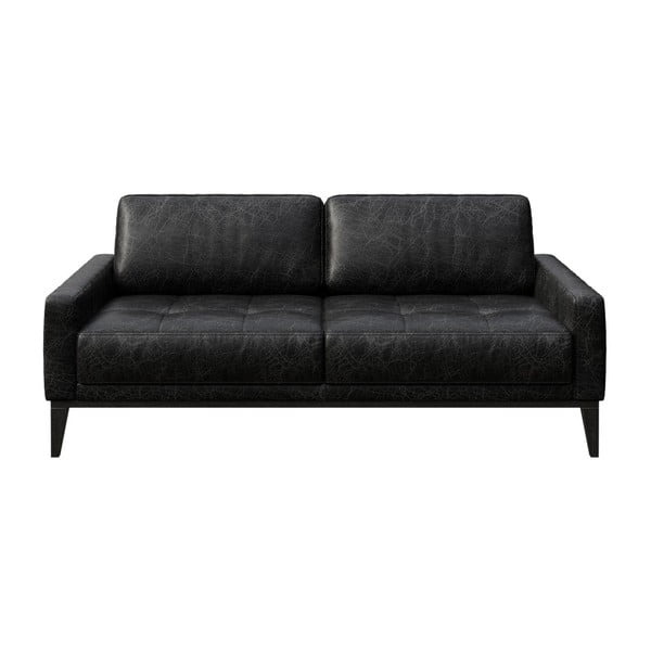 Czarna sofa skórzana MESONICA Musso Tufted, 173 cm