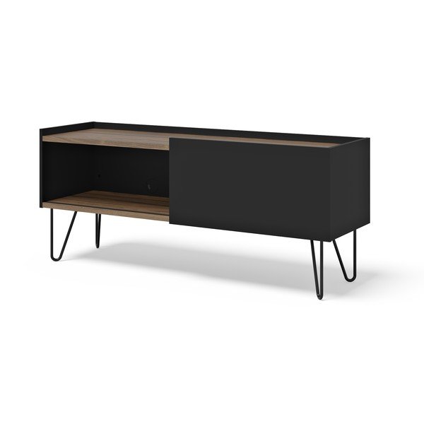 Czarna szafka pod TV w dekorze orzecha 140x59 cm Nina – TemaHome-image-2