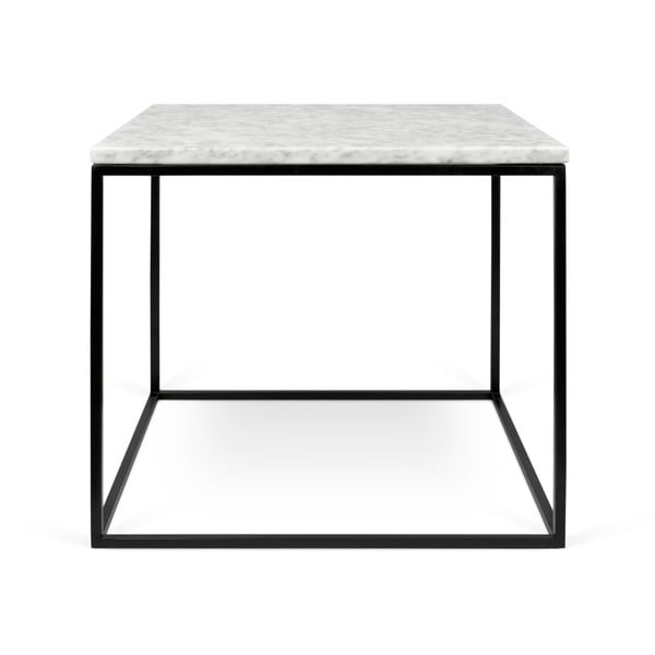 Biały stolik marmurowy z czarnymi nogami TemaHome Gleam, 50 cm