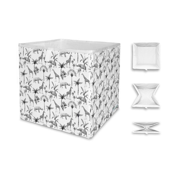Biało-szare pudełko z mikrowłókna Butter Kings Safari Animals, 32 l