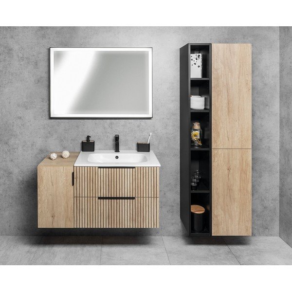 Wisząca szafka bez umywalki w dekorze dębu w naturalnym kolorze 58x54 cm Cirasa – Sapho-image-1
