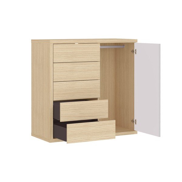 Biała niska szafa w dekorze dębu 113x113 cm Hugo – TemaHome-image-4