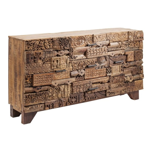 Brązowa komoda drewniana z szufladami Kare Design Shanti Surprise Puzzle, 160x90 cm