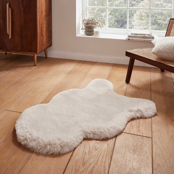 Kremowa syntetyczna skóra 60x90 cm Super Teddy – Think Rugs-image-1
