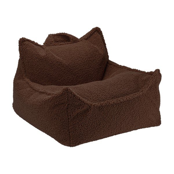Ciemnobrązowy dziecięcy worek do siedzenia z materiału bouclé Warm Hazel – Wigiwama