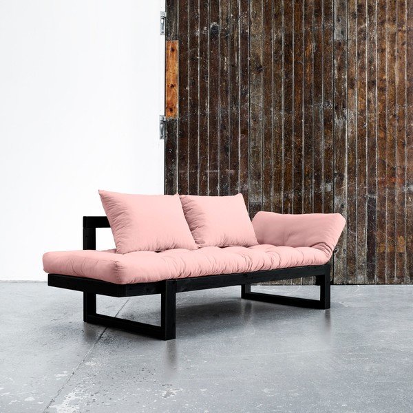 Sofa rozkładana Karup Edge Black/Pink Peonie-image-1