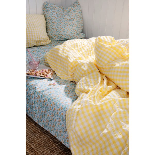 Żółto-biała pościel jednoosobowa z kory 140x200 cm Bæk&Bølge – JUNA-image-3