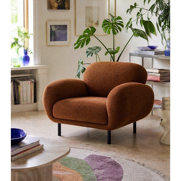 Fotel z materiału bouclé w kolorze terakoty Poppy – Micadoni -image-1