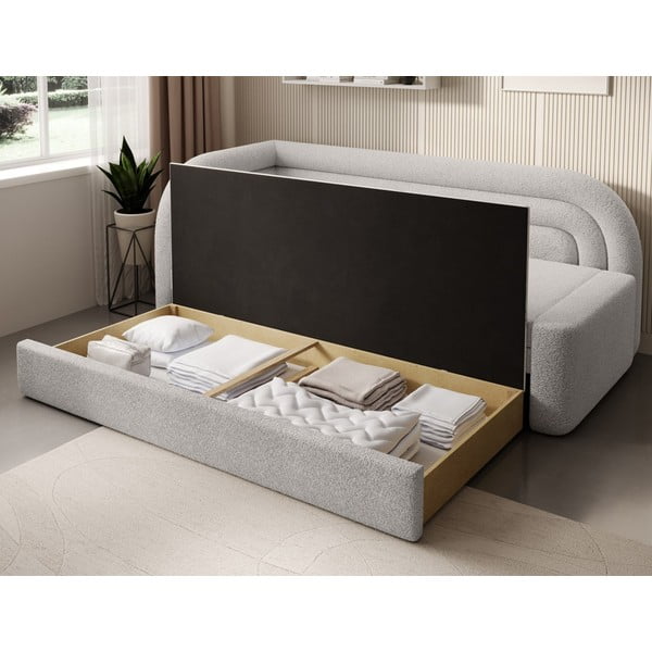 Kremowa rozkładana/ze schowkiem sofa z materiału bouclé lewostronna 223 cm Fabillo – ELTAP-image-4