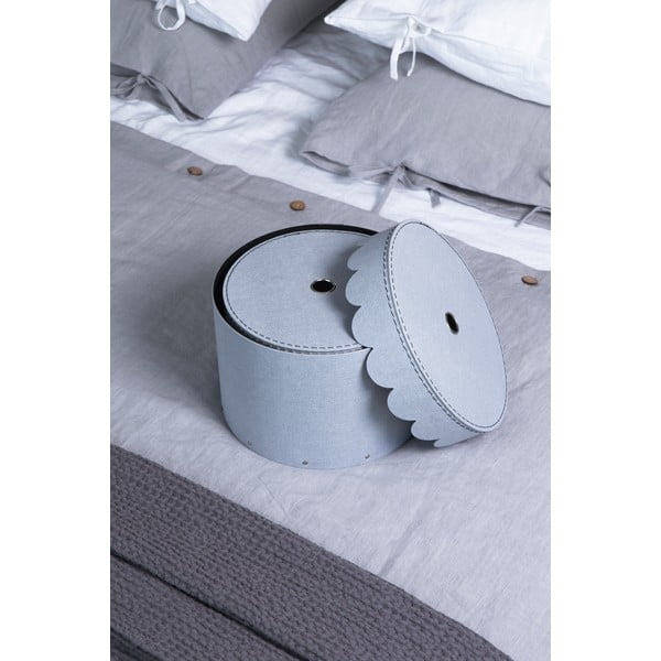 Jasnoszare kartonowe pojemniki z pokrywką zestaw 2 szt. ø 26x17,5 cm Wilma – Bigso Box of Sweden-image-2