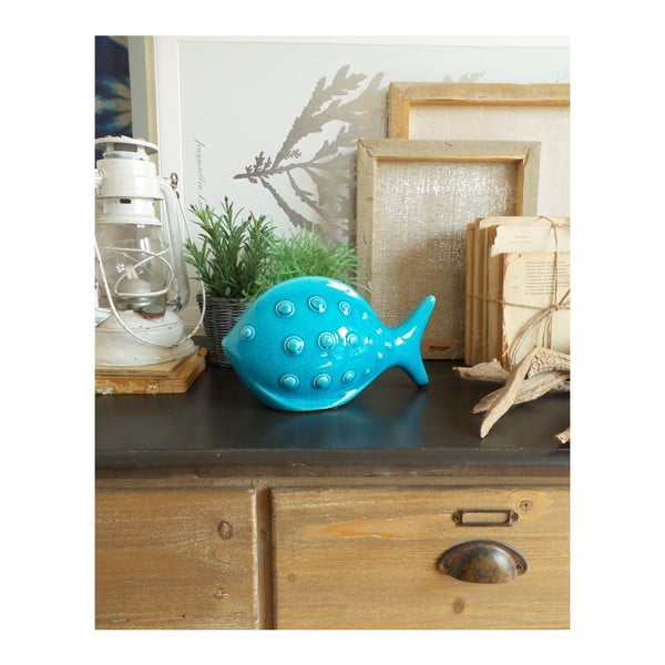 Turkusowa dekoracja ceramiczna Orchidea Milano Fish