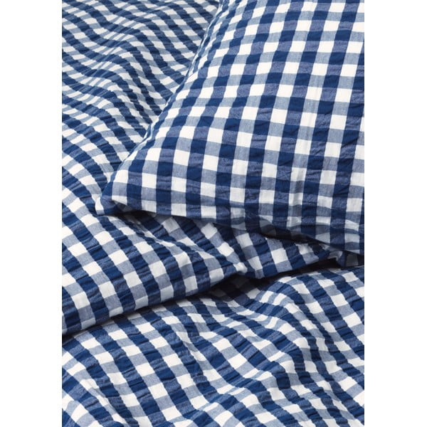 Biało-ciemnoniebieska pościel jednoosobowa z kory 140x200 cm Bæk&Bølge – JUNA-image-2