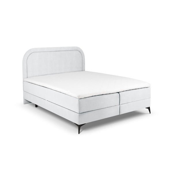 Jasnoszare łóżko boxspring ze schowkiem 160x200 cm Eclipse – Cosmopolitan Design