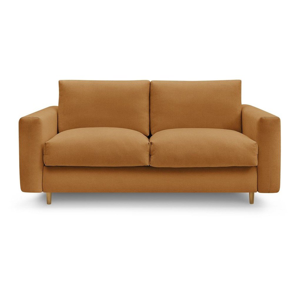 Musztardowa rozkładana sofa do spania 200 cm Cocoone – Bobochic Paris