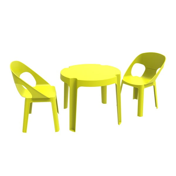Zielony komplet dziecięcy ogrodowy 1 stołu i 2 krzesełek Resol Julieta
