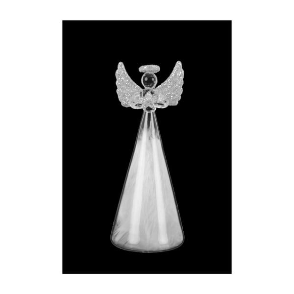Dekoracyjny aniołek szklany z piórkami Ego Dekor, wys. 14,5 cm