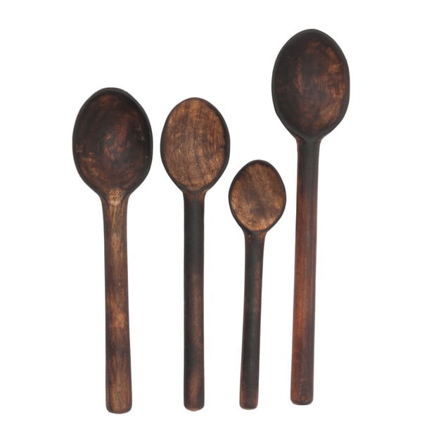 Zestaw 4 łyżek kuchennych z drewna mangowego J-Line Spoons