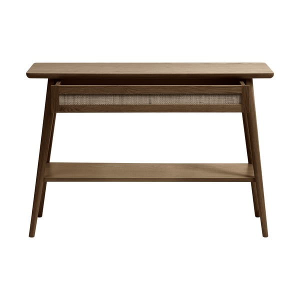 Brązowa konsola z blatem w dekorze dębu 40x110 cm Barrali – Unique Furniture-image-1