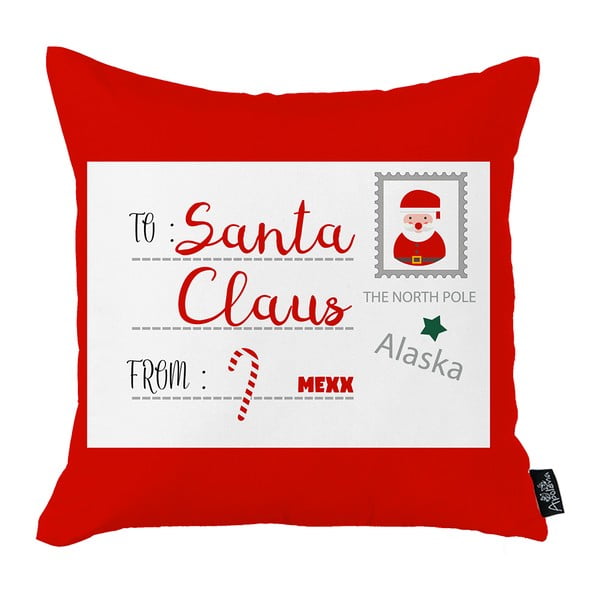 Czerwona poszewka na poduszkę ze świątecznym motywem Mike & Co. NEW YORK Honey Christmas Santa Claus Postcard, 45x45 cm