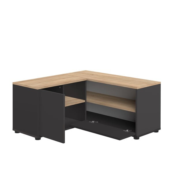 Czarna szafka pod TV w dekorze dębu 90x45 cm Angle – TemaHome-image-3