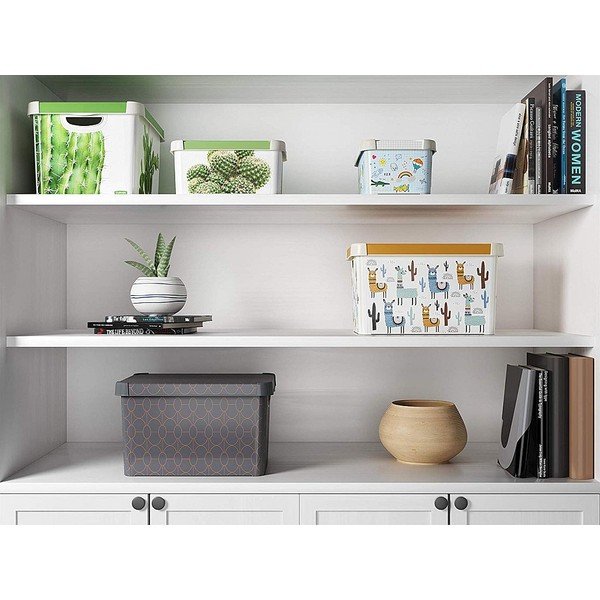 Ciemnoszary pojemnik do przechowywania z pokrywą Curver Art Deco, 22 l-image-1