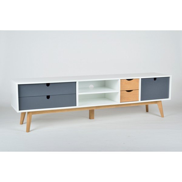 Szafka pod TV z szarymi szufladami Marckeric Mila, 180x37 cm-image-1