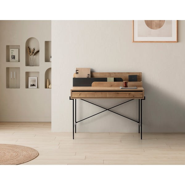 Biurko z litego drewna dębowego z sekretarzykiem 60x113 cm Lila – Marckeric-image-2