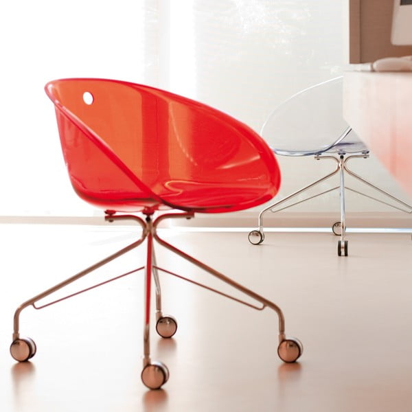 Czerwone krzesło na kółkach Pedrali Gliss-image-1