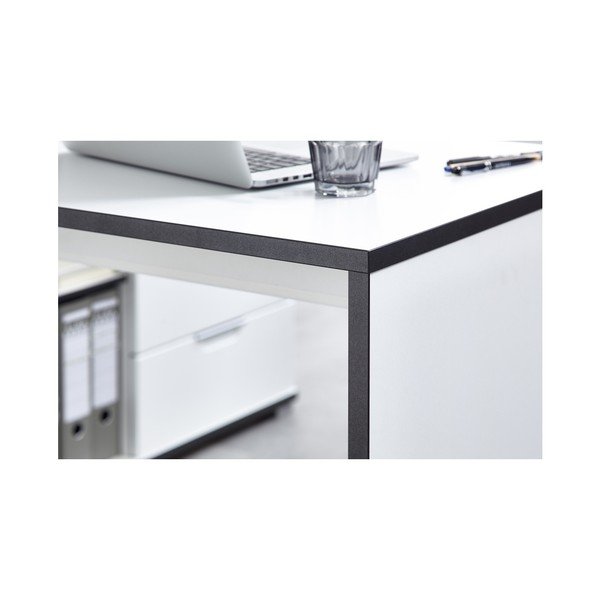 Białe biurko narożne z szafką z szufladami Germania X-image-1