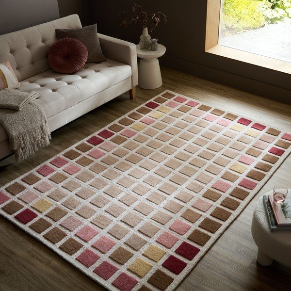 Różowy wełniany dywan tkany ręcznie 160x230 cm Renga Wool – Flair Rugs-image-1