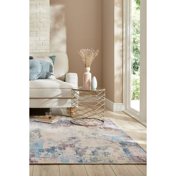 Niebiesko-fioletowy dywan z mieszanki włókien z recyklingu odpowiedni do prania 80x150 cm Reid – Flair Rugs-image-1