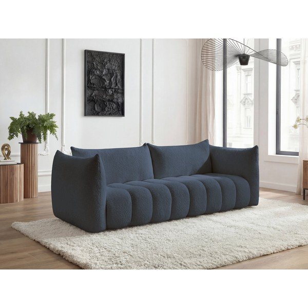 Ciemnoniebieska sofa z materiału bouclé 286 cm Azra – Bobochic Paris-image-1