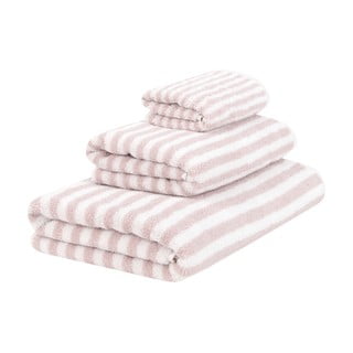 Zestaw 3 biało-różowych bawełnianych ręczników mjukis. Viola