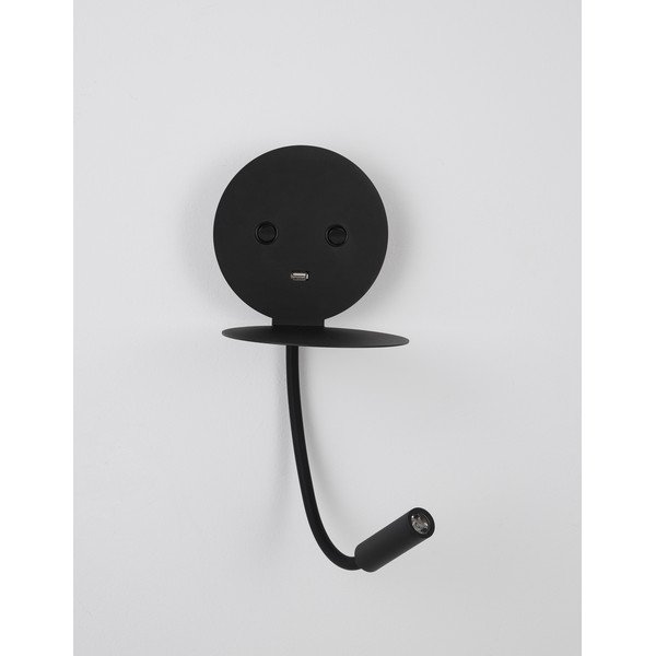 Czarny aluminiowy kinkiet LED z elastyczną konstrukcją/z portem USB Eclip – Nova Luce-image-3