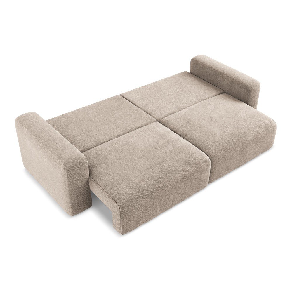Beżowa rozkładana sofa ze schowkiem z tkaniny szenilowej 252 cm Kona – Makamii (zdjęcie 7)
