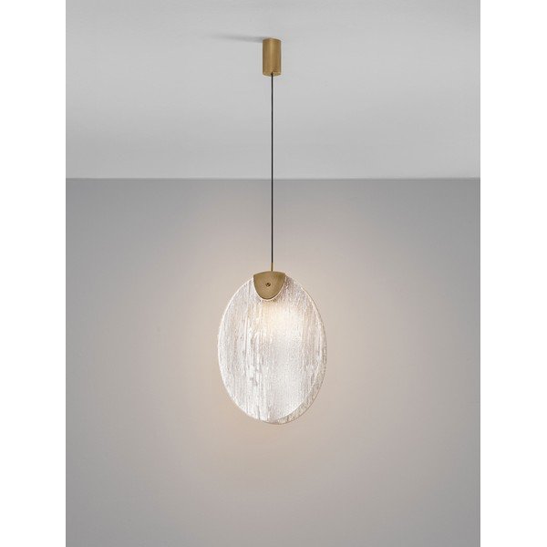 Stalowa lampa wisząca LED w kolorze mosiądzu ze szklanym kloszem Shelina – Nova Luce-image-3
